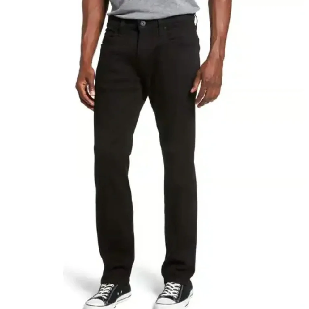 PAIGE Federal Slim Straight Pants Men 34x34 Royal Black Corduroy‎ USA NWT $200